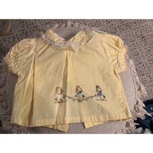VTG An Original Windsor Yellow Embroidered Bunny Top 12M